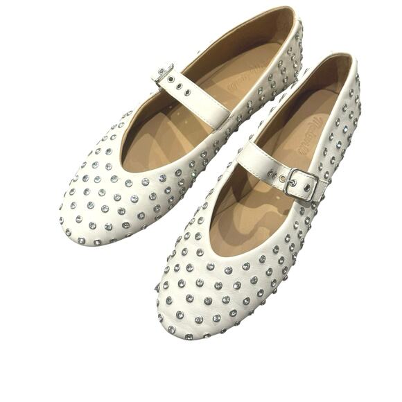 Madewell Women's The Remy Crystal Mary Jane Flat Round Toe Ecru Size 8 - Picture 8 of 11